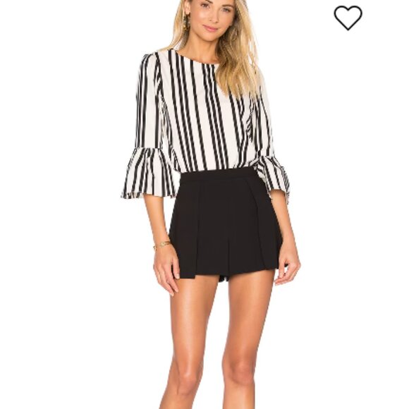 Alice and Olivia Bernice Stripe Ruffled Sleeve Top Size XS - Picture 2 of 9